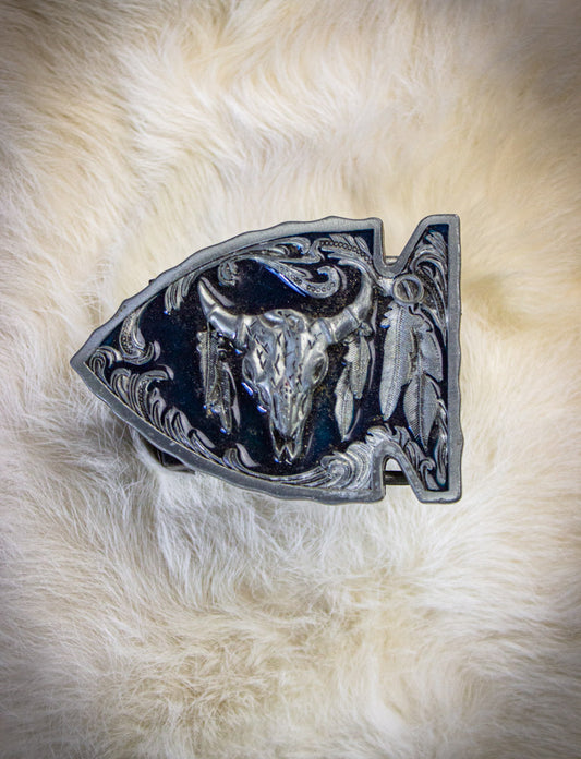 Vintage  Longhorn Bull and Arrowhead Belt Buckle