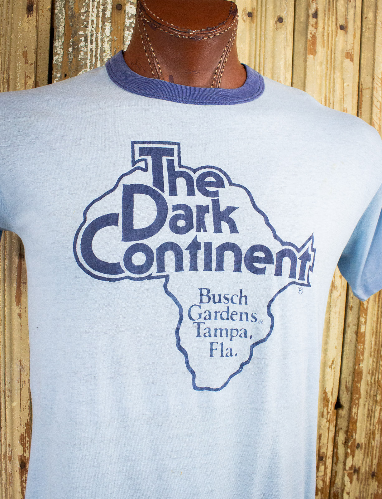 Vintage Busch Gardens The Dark Continent Graphic Ringer T Shirt 80s Large