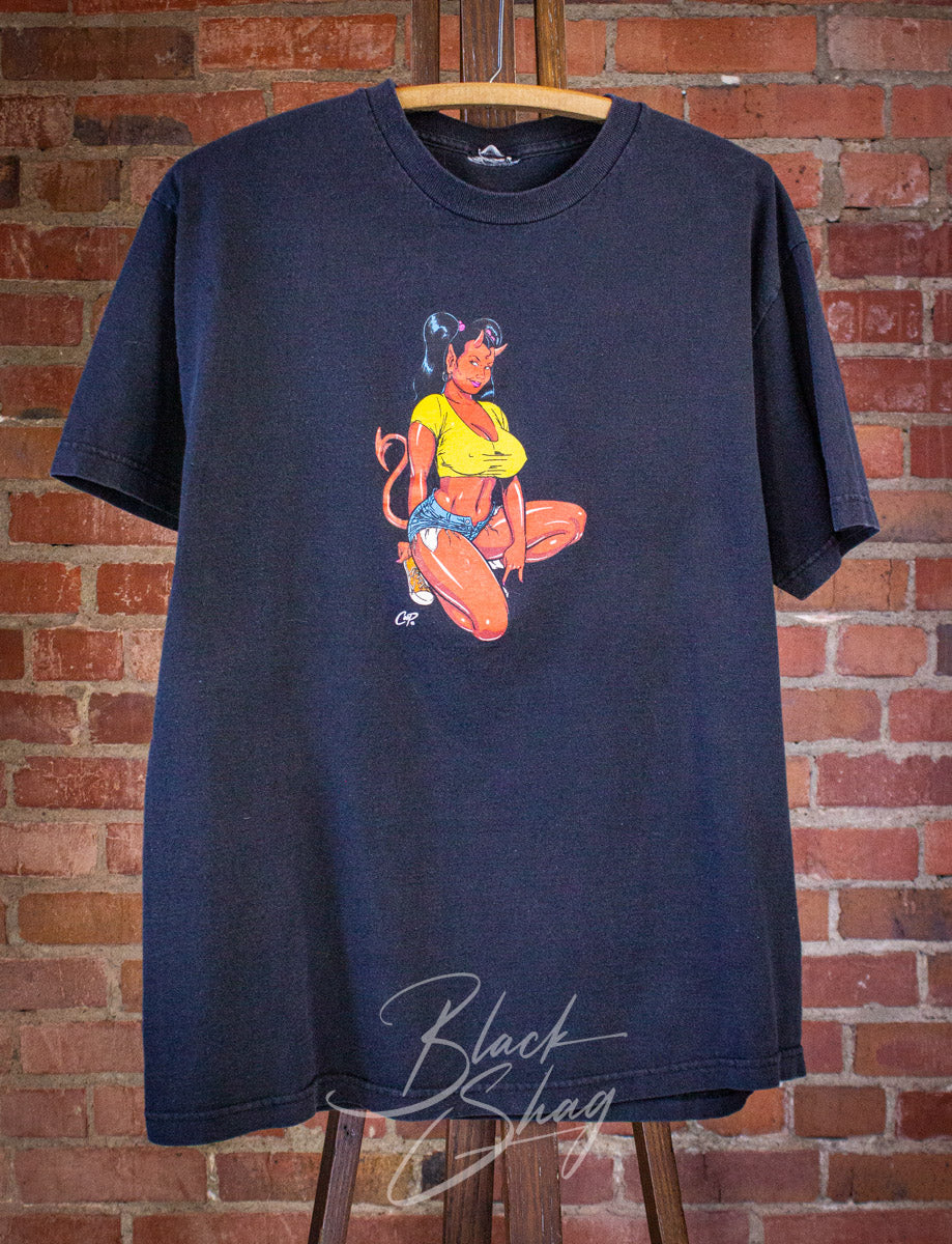 Vintage COOP Devil Girl Graphic T Shirt 90s Black XL