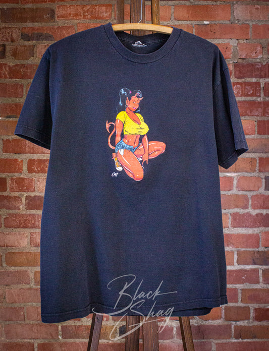 Vintage COOP Devil Girl Graphic T Shirt 90s Black XL