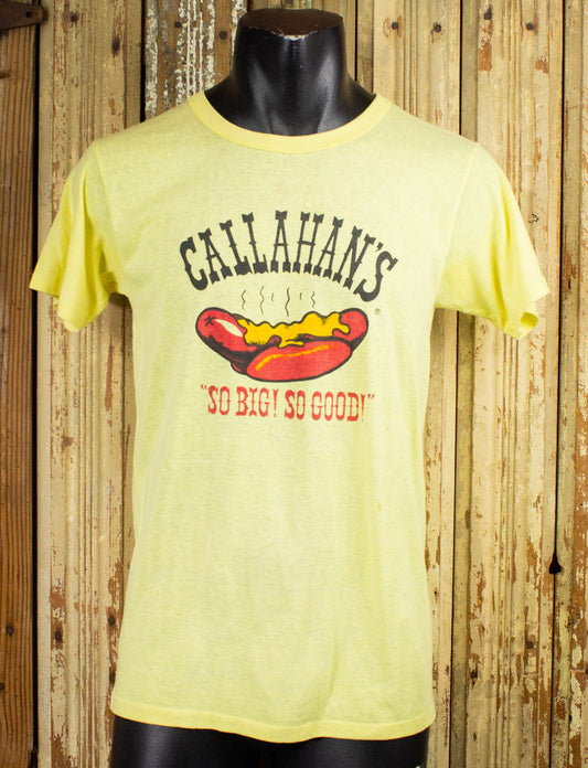 Vintage Callahan's Hotdogs Graphic T Shirt 70s Yellow Small