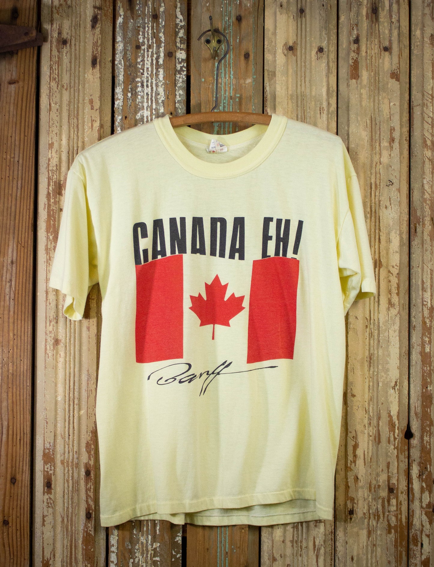 Vintage Canada Eh! Graphic T Shirt 80s Yellow Medium