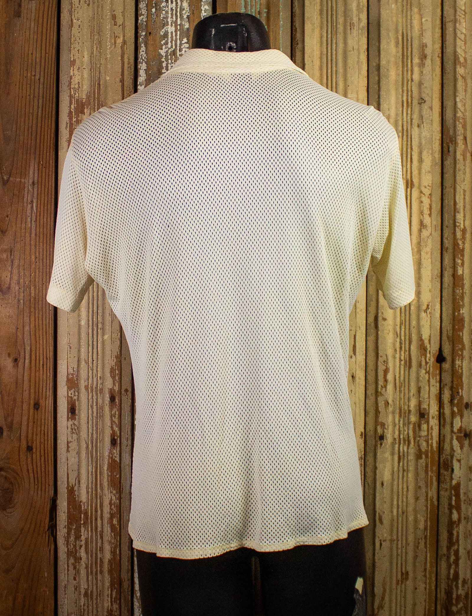 Vintage Capri White Mesh Button Up Shirt 40s Medium
