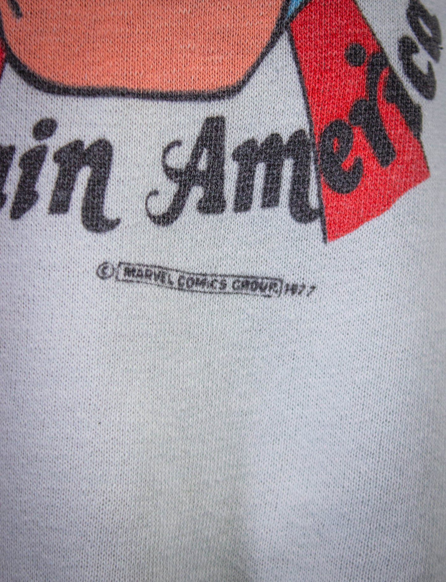 Vintage Captain America Graphic Crewneck Sweatshirt 1977 White XS