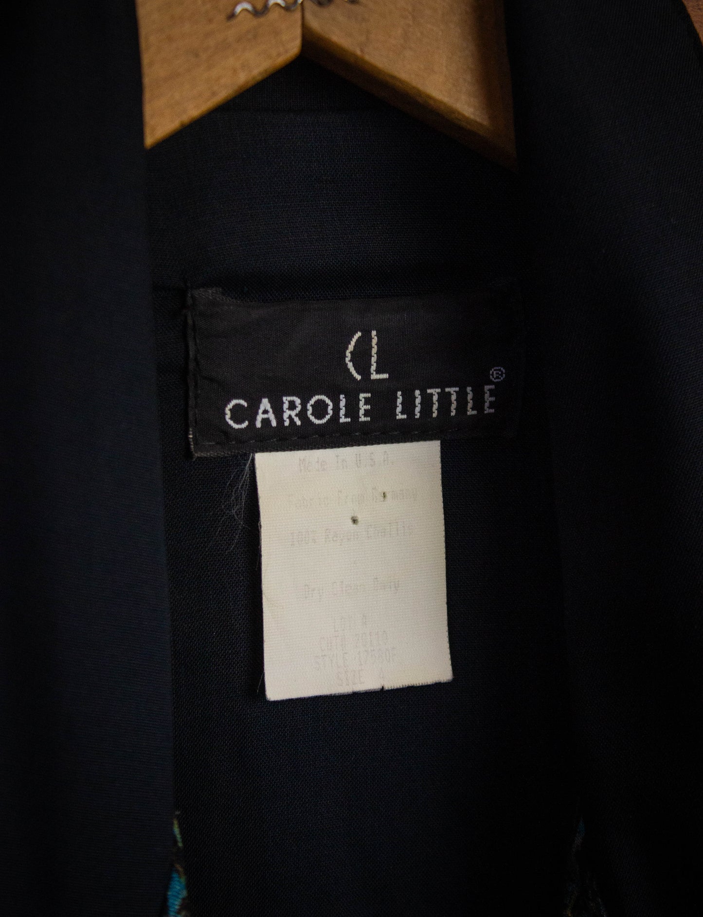 Vintage Carole Little Patterned Blazer 80s Black/Teal/Pink Medium