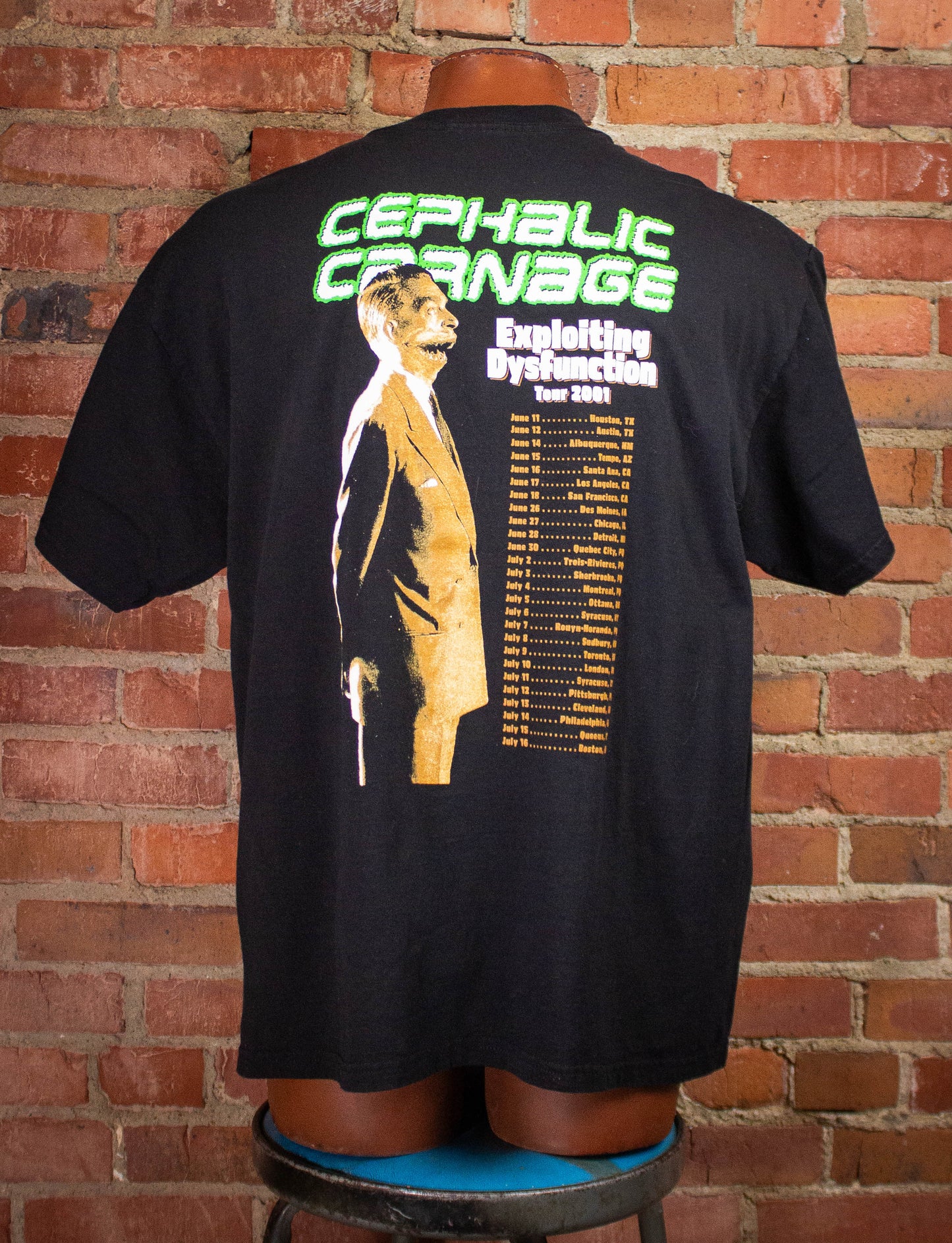 Vintage Cephalic Carnage Exploiting Dysfuntion Concert T Shirt 2001 Black XL