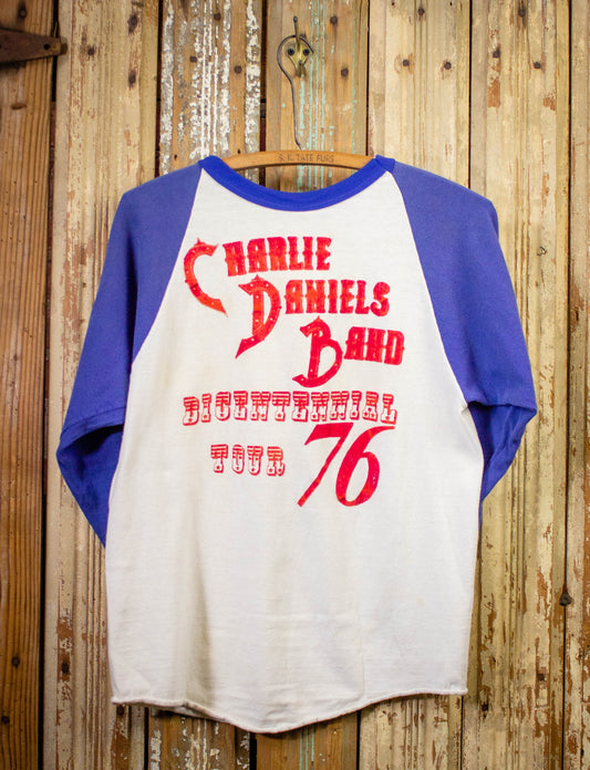 Vintage Charlie Daniels Band Bicentennial Tour Raglan Concert T Shirt 1976 White/Blue Medium
