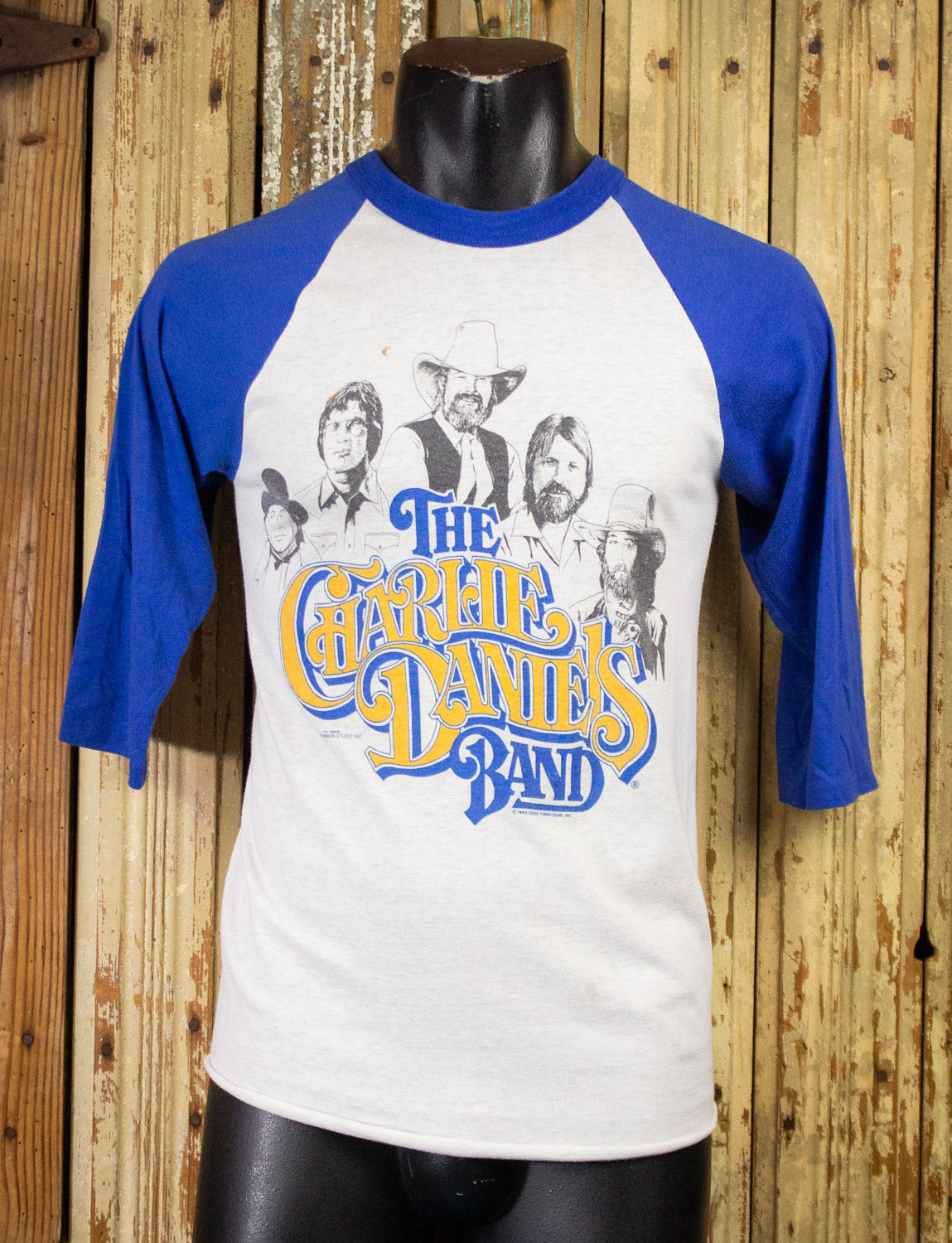 Vintage Charlie Daniels Band Raglan Concert T Shirt 1985 Blue/White Small