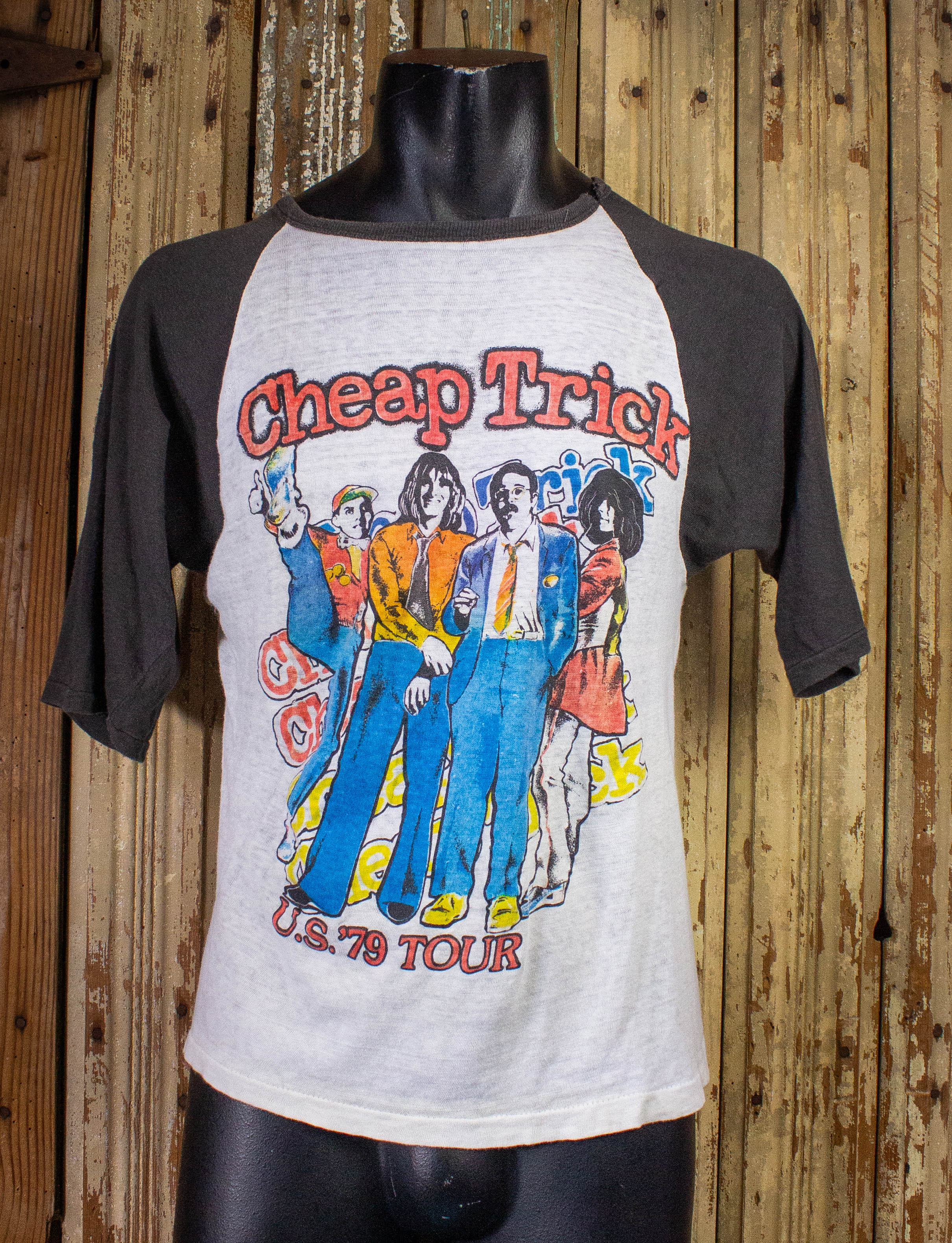 Vintage Cheap Trick US Tour Raglan Concert T Shirt 1979 White Black Sm Black Shag Vintage