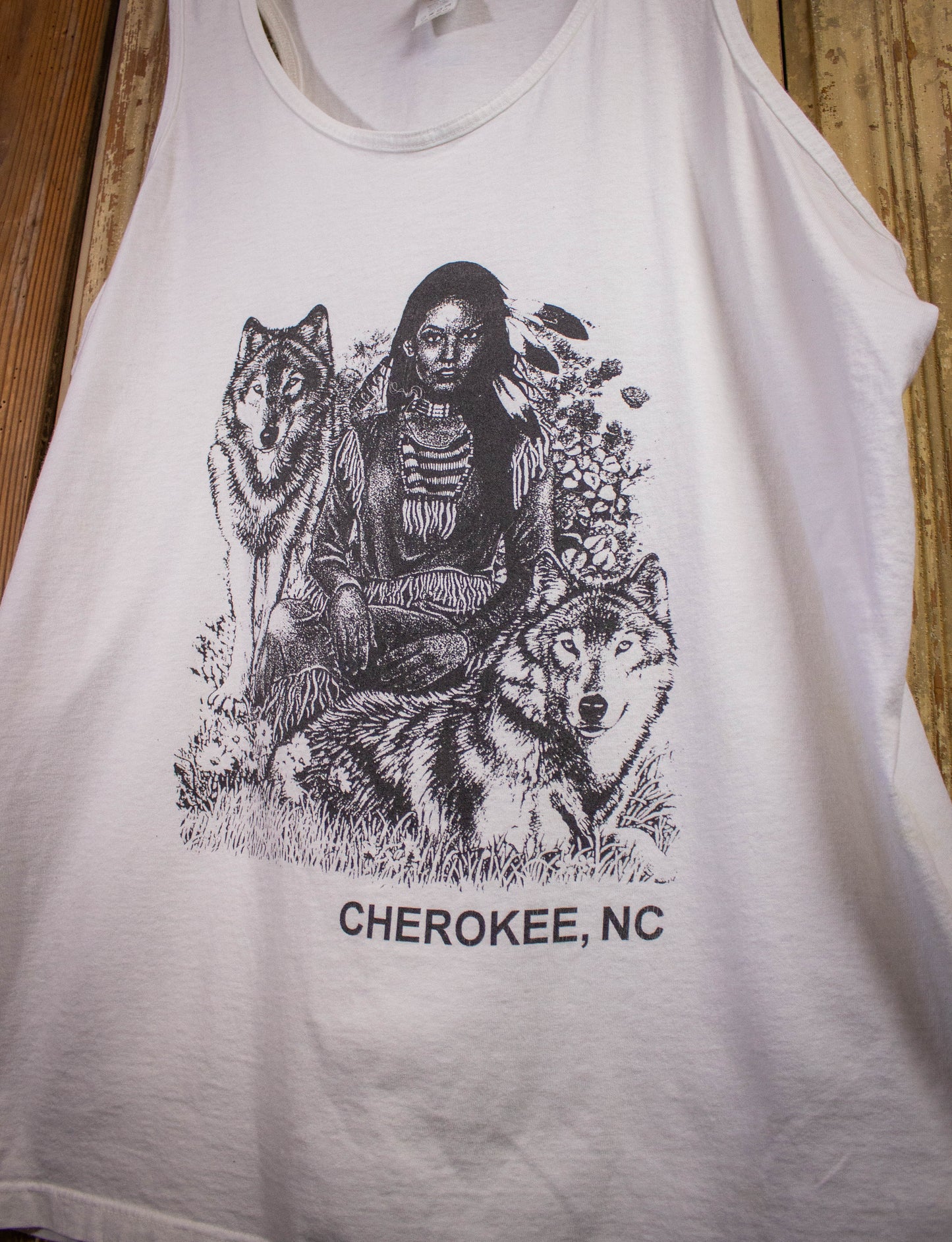 Vintage Cherokee, NC Graphic Tank Top 90s White 3XL