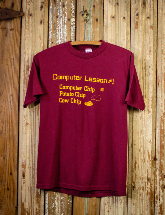 Vintage Computer Lesson #1 Graphic T Shirt 80s Red Small