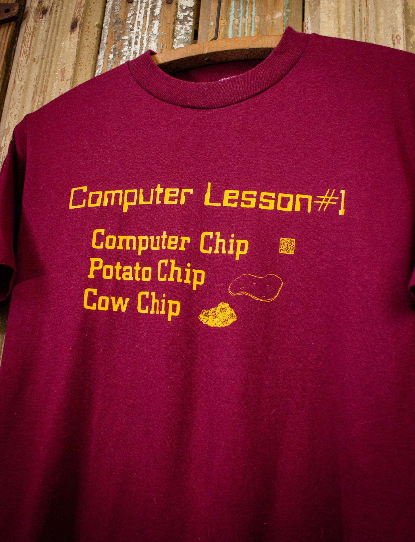 Vintage Computer Lesson #1 Graphic T Shirt 80s Red Small