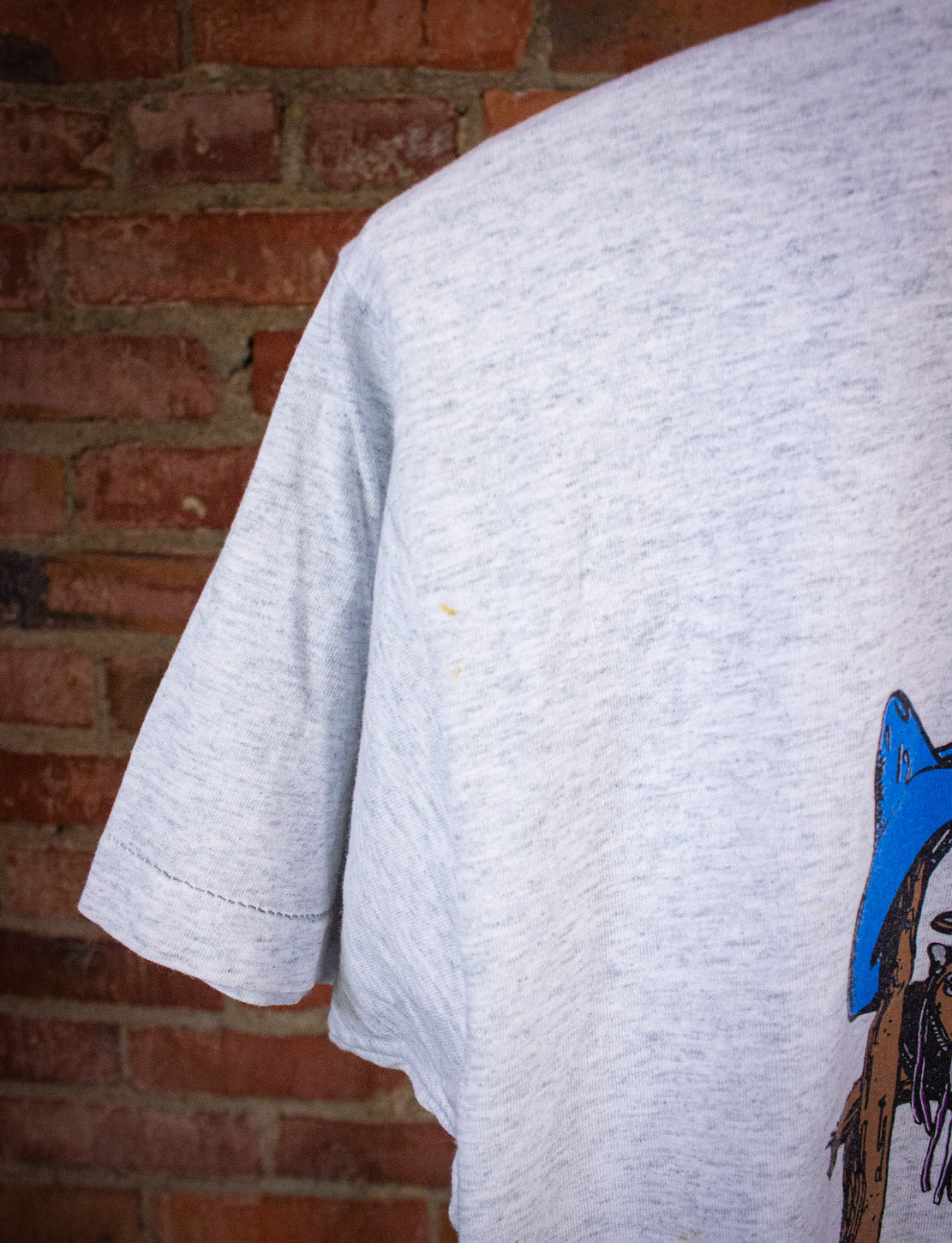 Vintage Cowboy Hats & Boots Graphic T Shirt 90s Gray Large