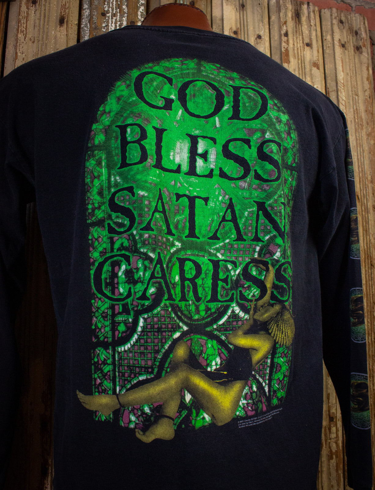 Vintage Cradle of Filth God Bless Satan Cares Concert T Shirt 2001 Black Large