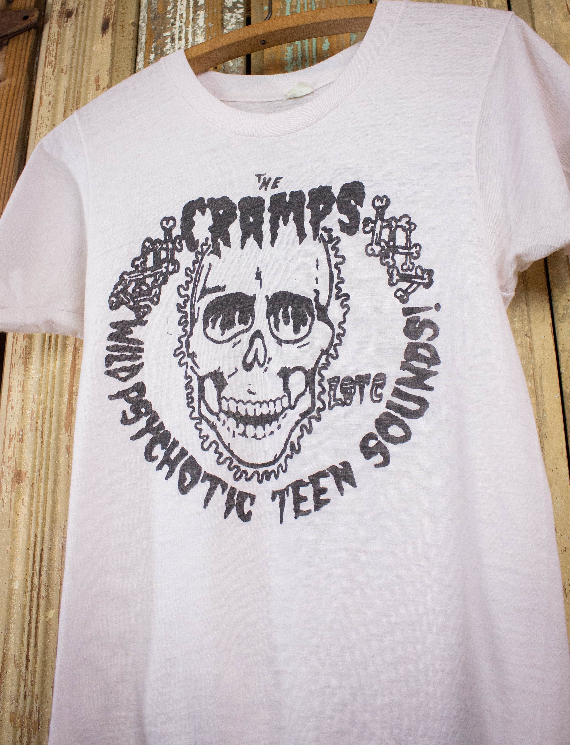 Vintage Cramps Wild Psychotic Teen Sounds Concert T Shirt 80s White XS