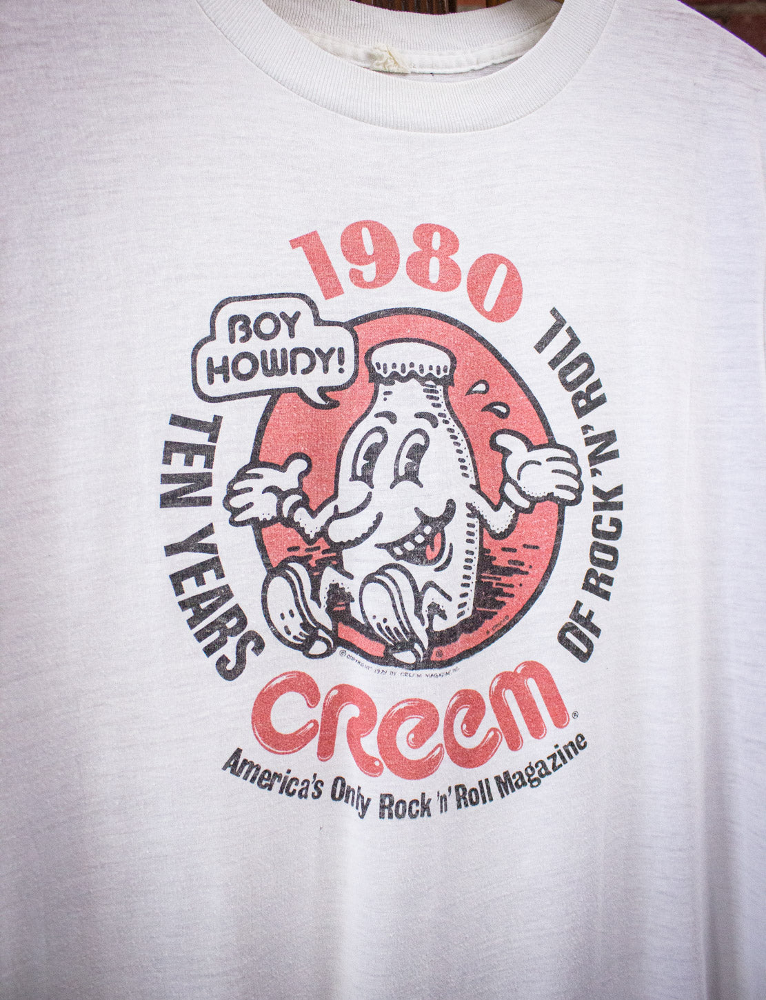 Vintage Creem Boy Howdy Graphic T Shirt 1980 White Large