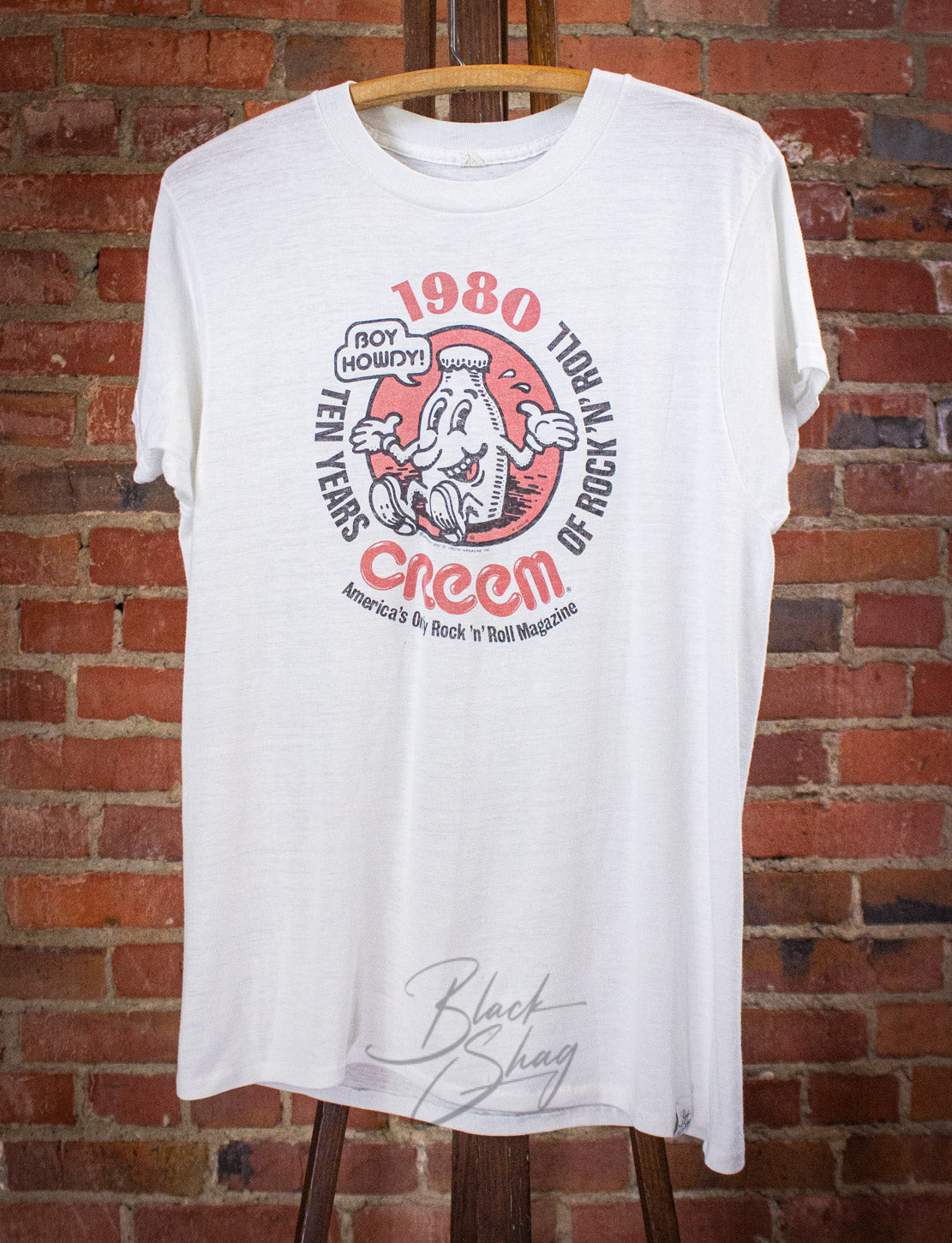 Vintage Creem Boy Howdy Graphic T Shirt 1980 White Large