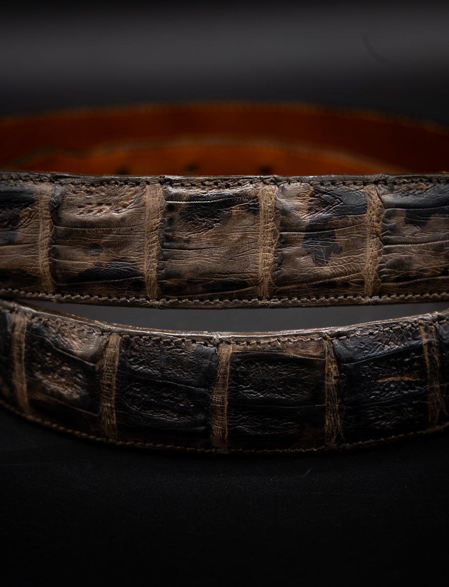 Vintage Crocodile Leather & Sterling Silver Western Belt Size 40