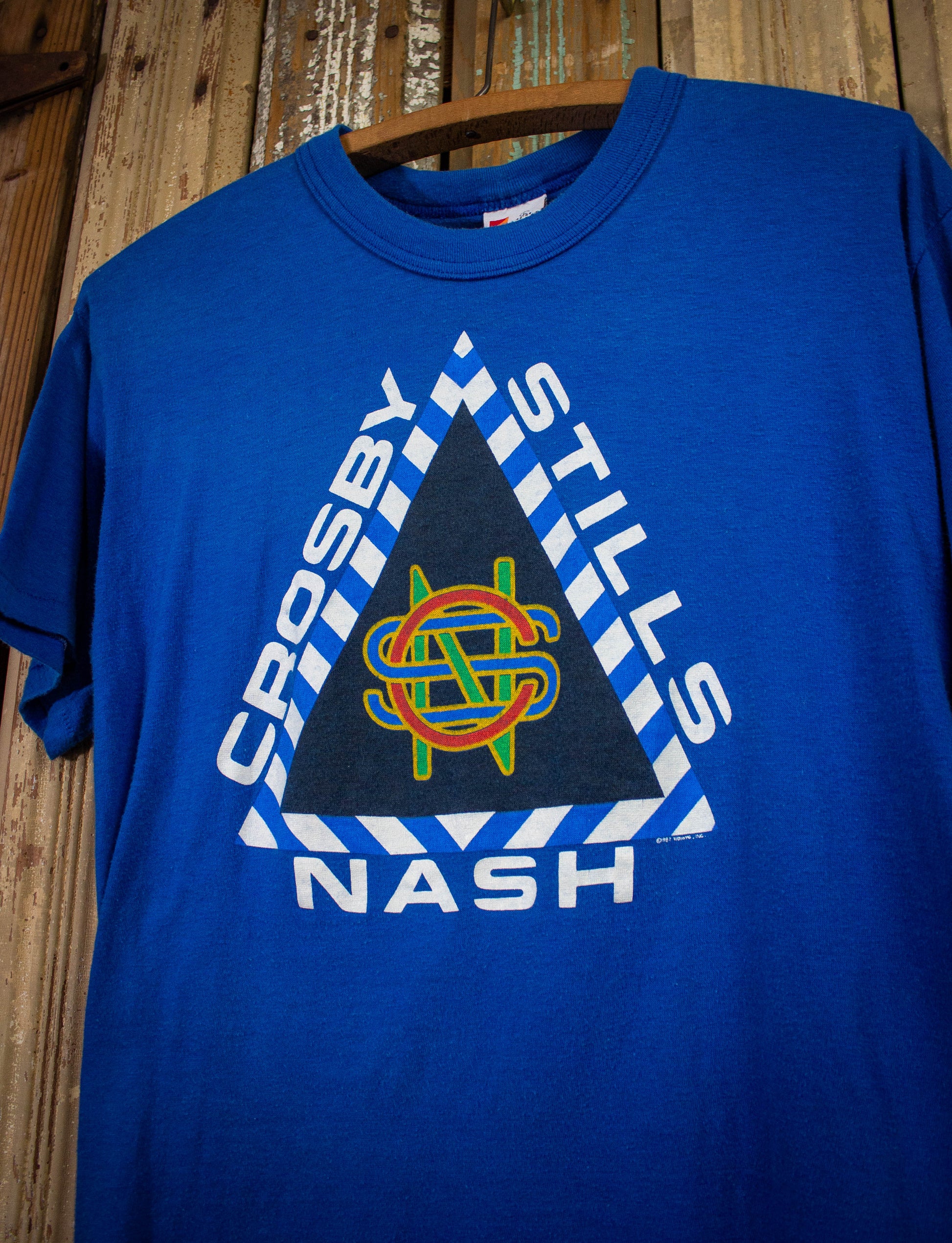 Vintage Crosby Stills Nash Concert T Shirt 1987 Blue Small