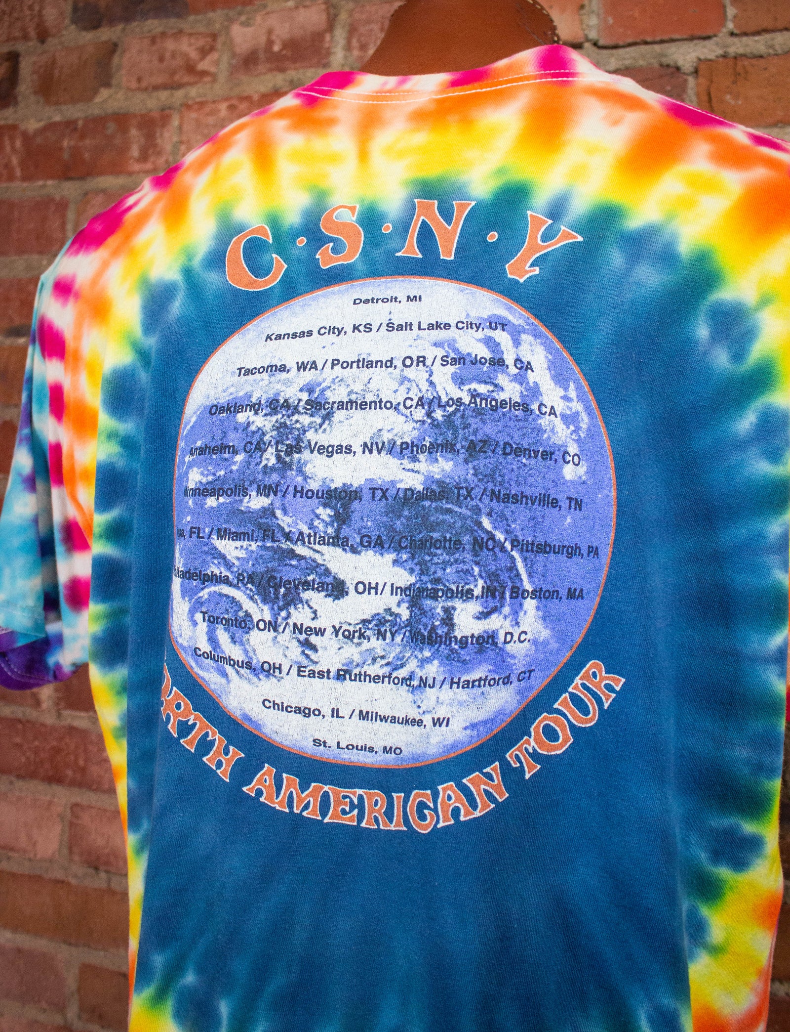 Vintage Crosby Stills Nash & Young Tie Dye Concert T Shirt 2000 XL
