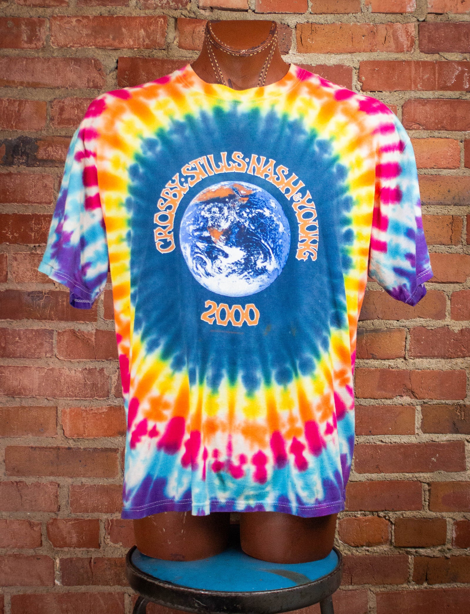 Vintage Crosby Stills Nash & Young Tie Dye Concert T Shirt 2000 XL