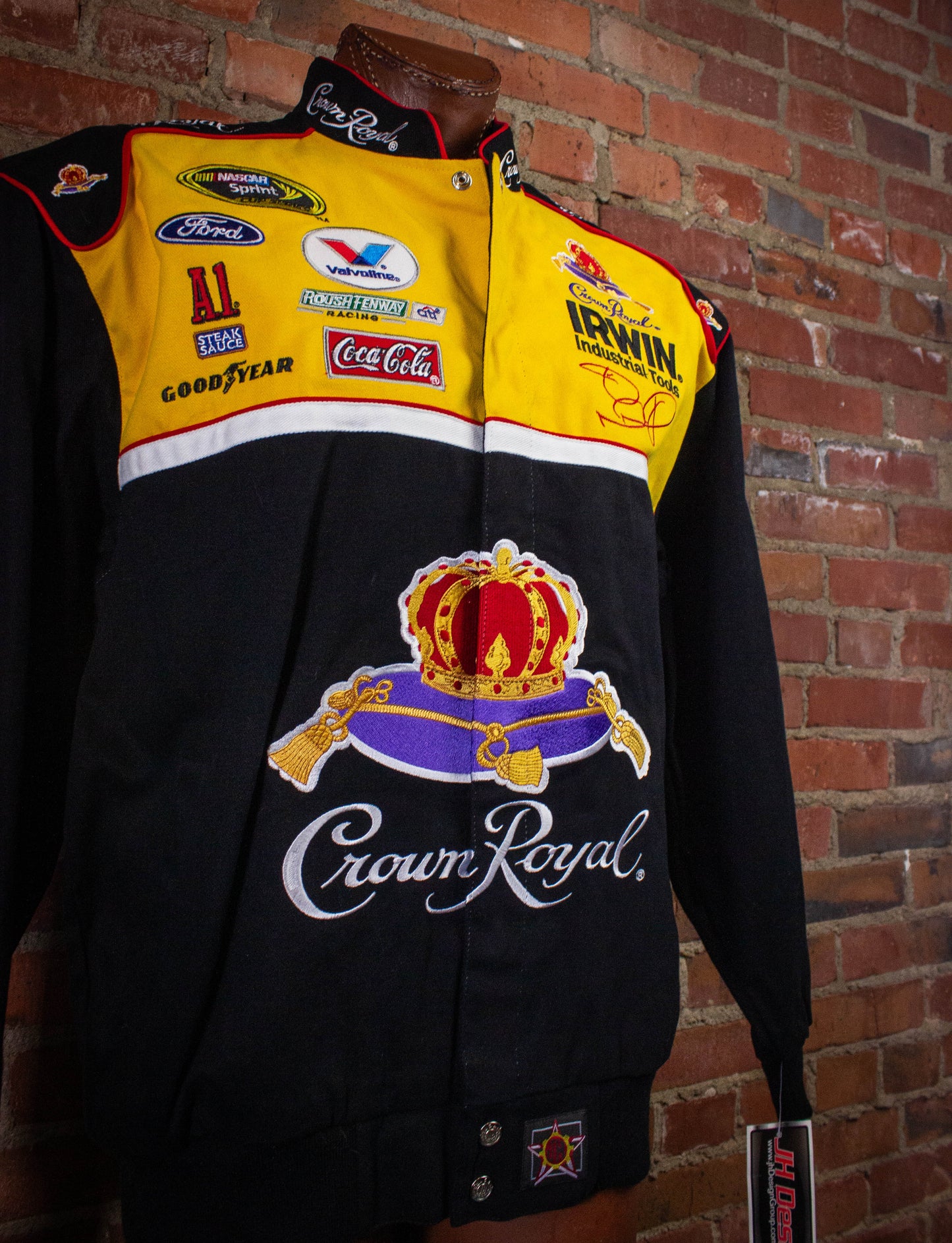 Vintage Jamie McMurray Crown Royal Nascar Racing Jacket Deadstock 2000s Black/Yellow XL