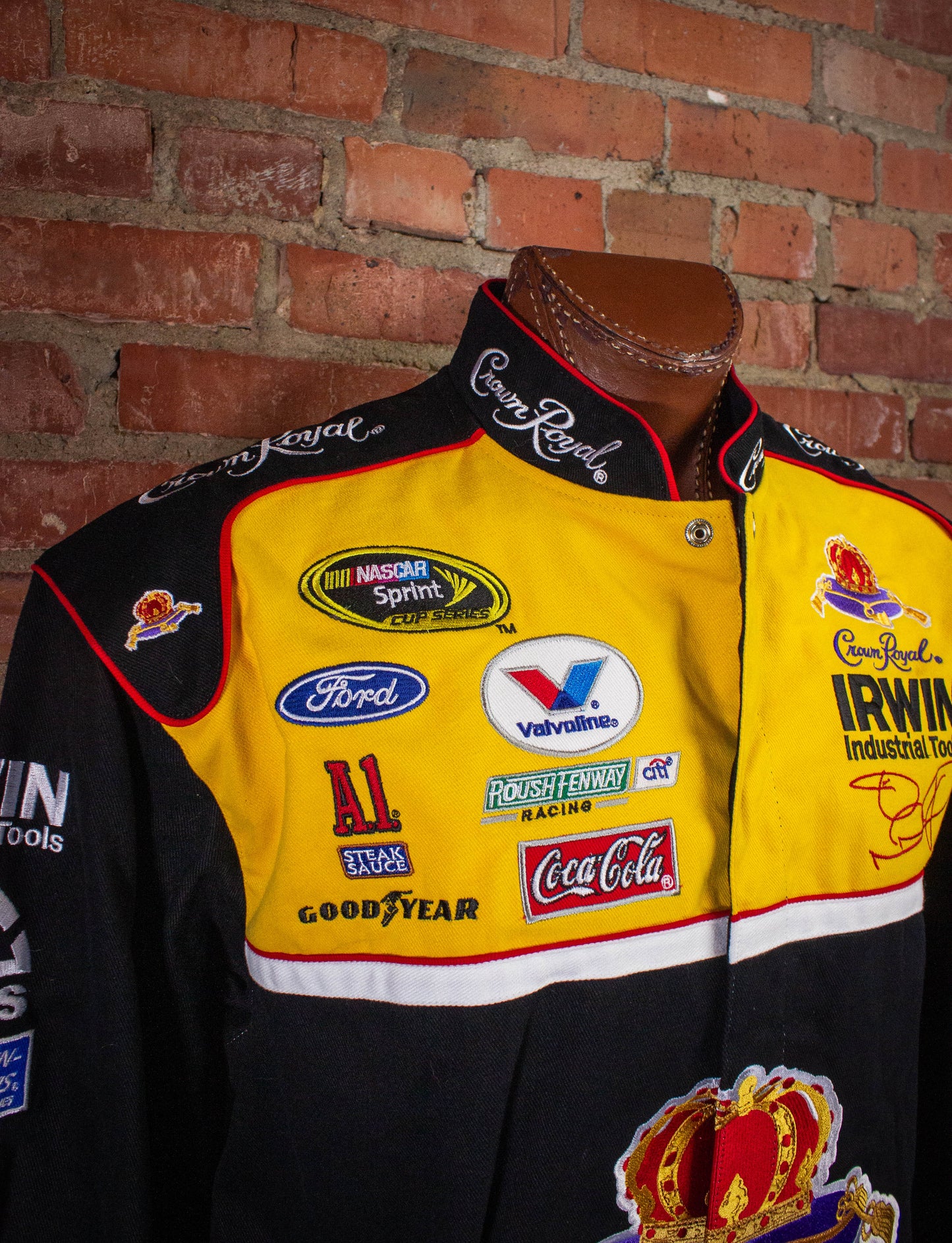 Vintage Jamie McMurray Crown Royal Nascar Racing Jacket Deadstock 2000s Black/Yellow XL