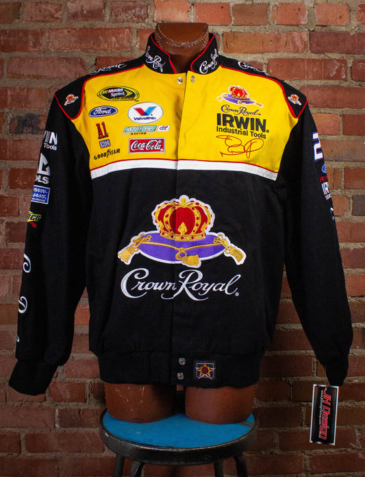 Vintage Jamie McMurray Crown Royal Nascar Racing Jacket Deadstock 2000s Black/Yellow XL