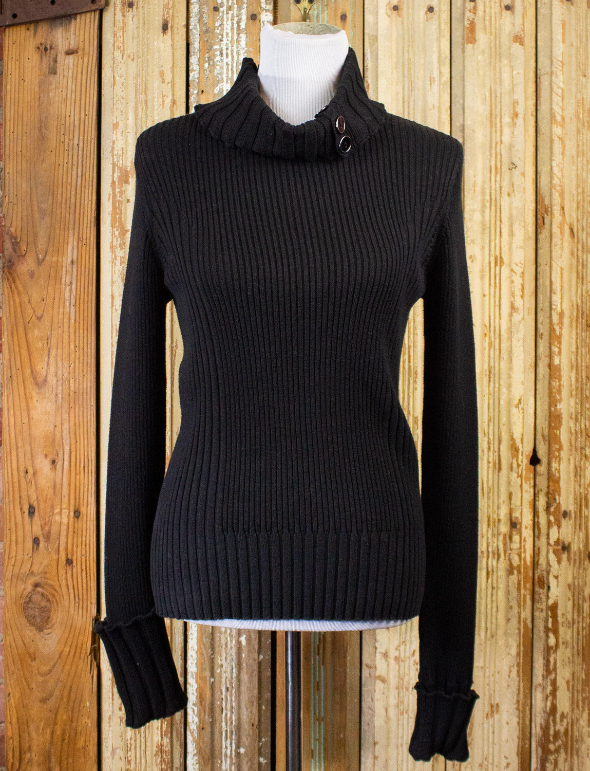 Vintage Women's DKNY Black Turtleneck Sweater 90s Small/Medium