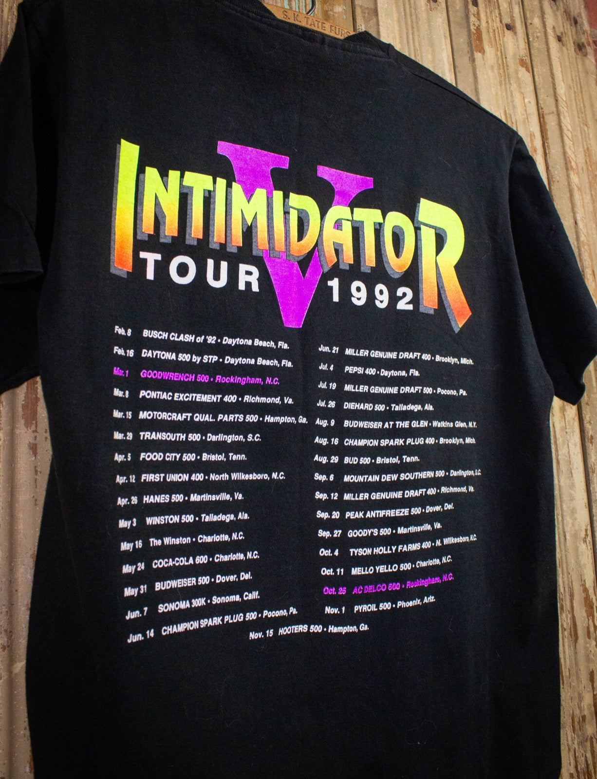 Vintage Dale Earnhardt Intimidator Tour Graphic T Shirt 1992 Black Small