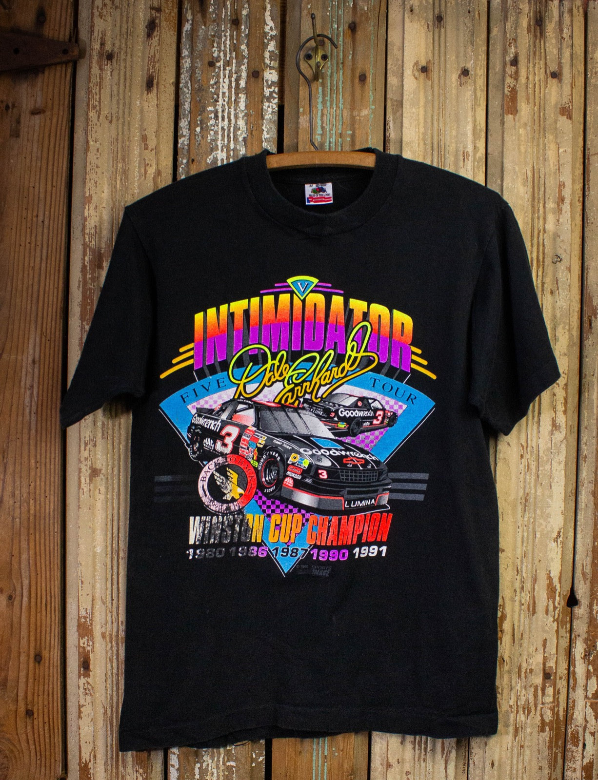 Vintage Dale Earnhardt Intimidator Tour Graphic T Shirt 1992 Black Small
