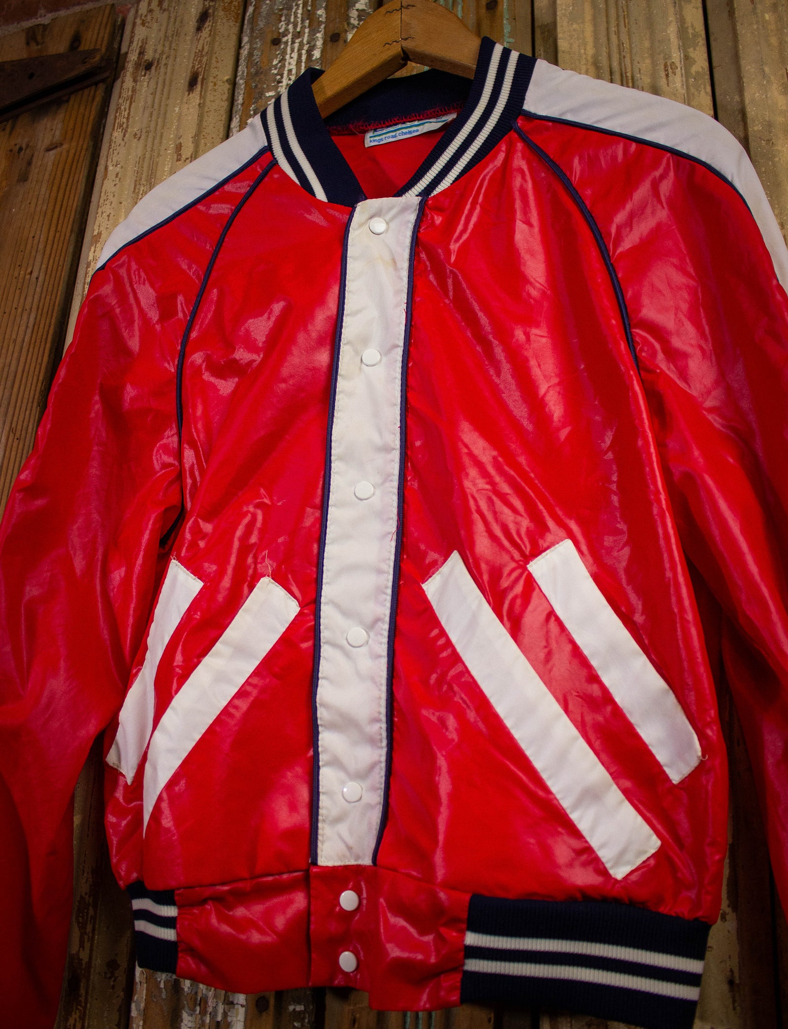 Vintage Dandy Windbreaker Bomber Jacket Red White and Black Small