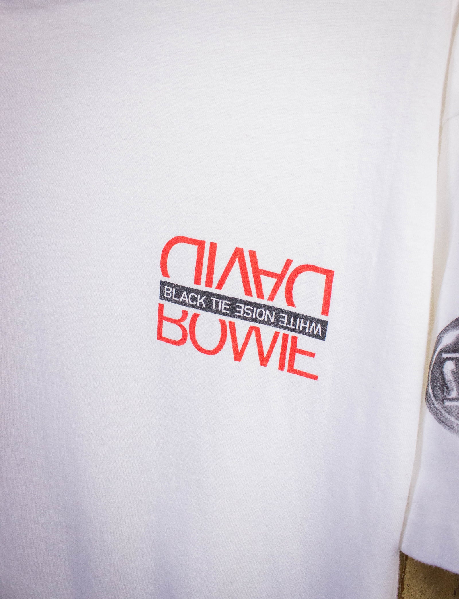 Vintage David Bowie Black Tie White Noise Concert T Shirt 1993 White Large
