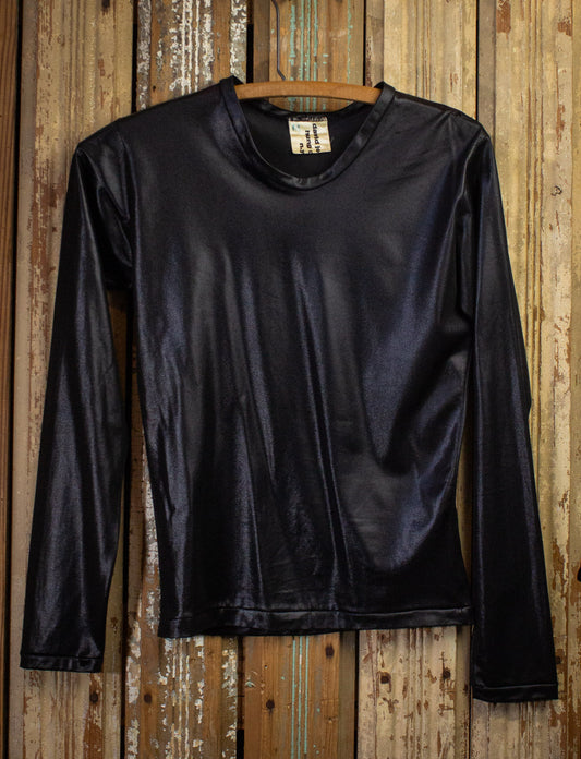 Vintage David Johnson's Satin Black Long Sleeve Shirt Small