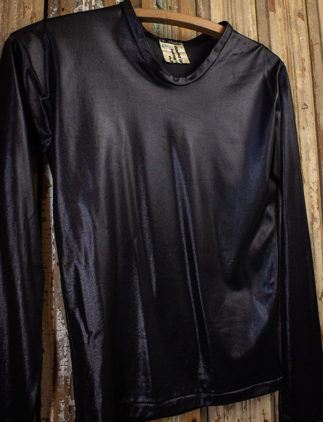 Vintage David Johnson's Satin Black Long Sleeve Shirt Small