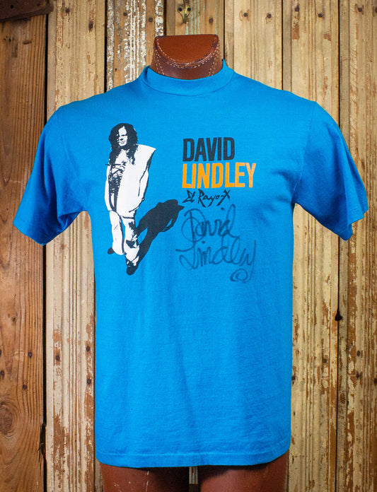 Vintage David Lindley El Rayo-X Signed Concert T Shirt 80s Blue Large
