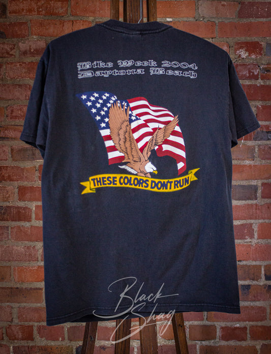 Vintage Daytona Beach Bike Week These Colors Don't Run Graphic Pocket T Shirt 2004 Black Medium