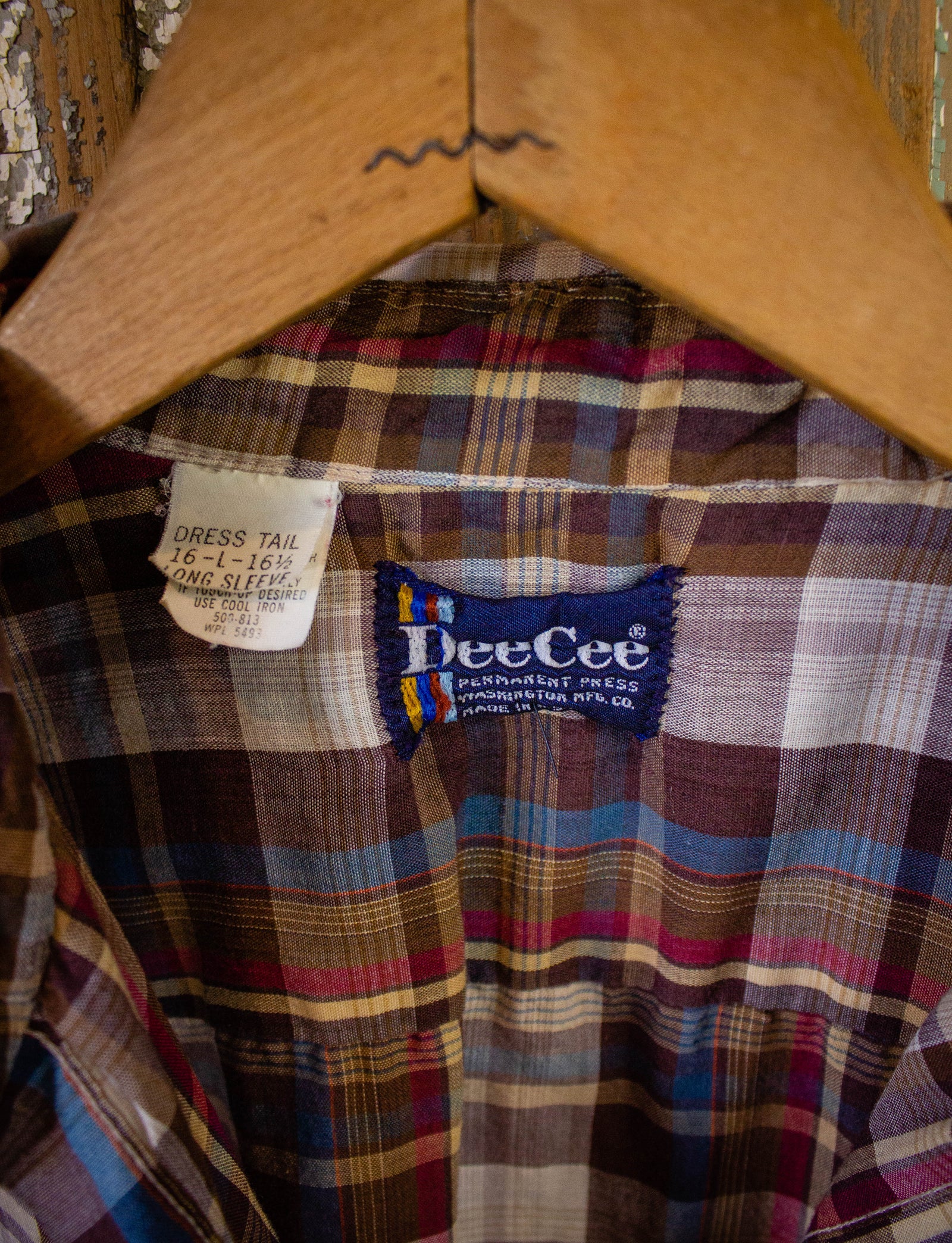 Vintage Dee Cee Cut Off Plaid Button Up Shirt 70s 2XL