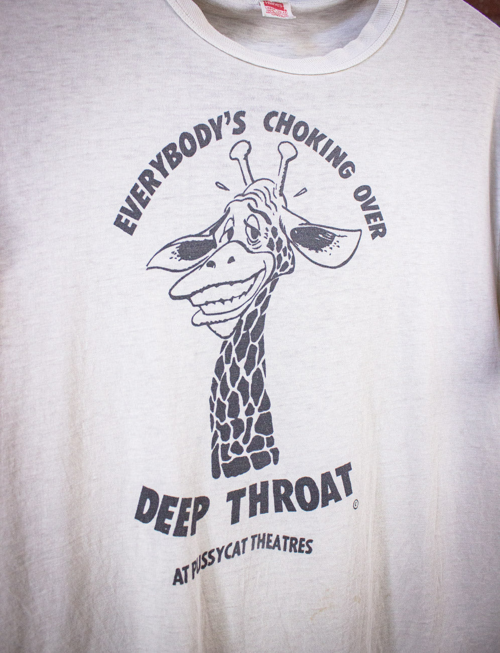 Vintage Deep Throat Promo T Shirt 1972 White Medium