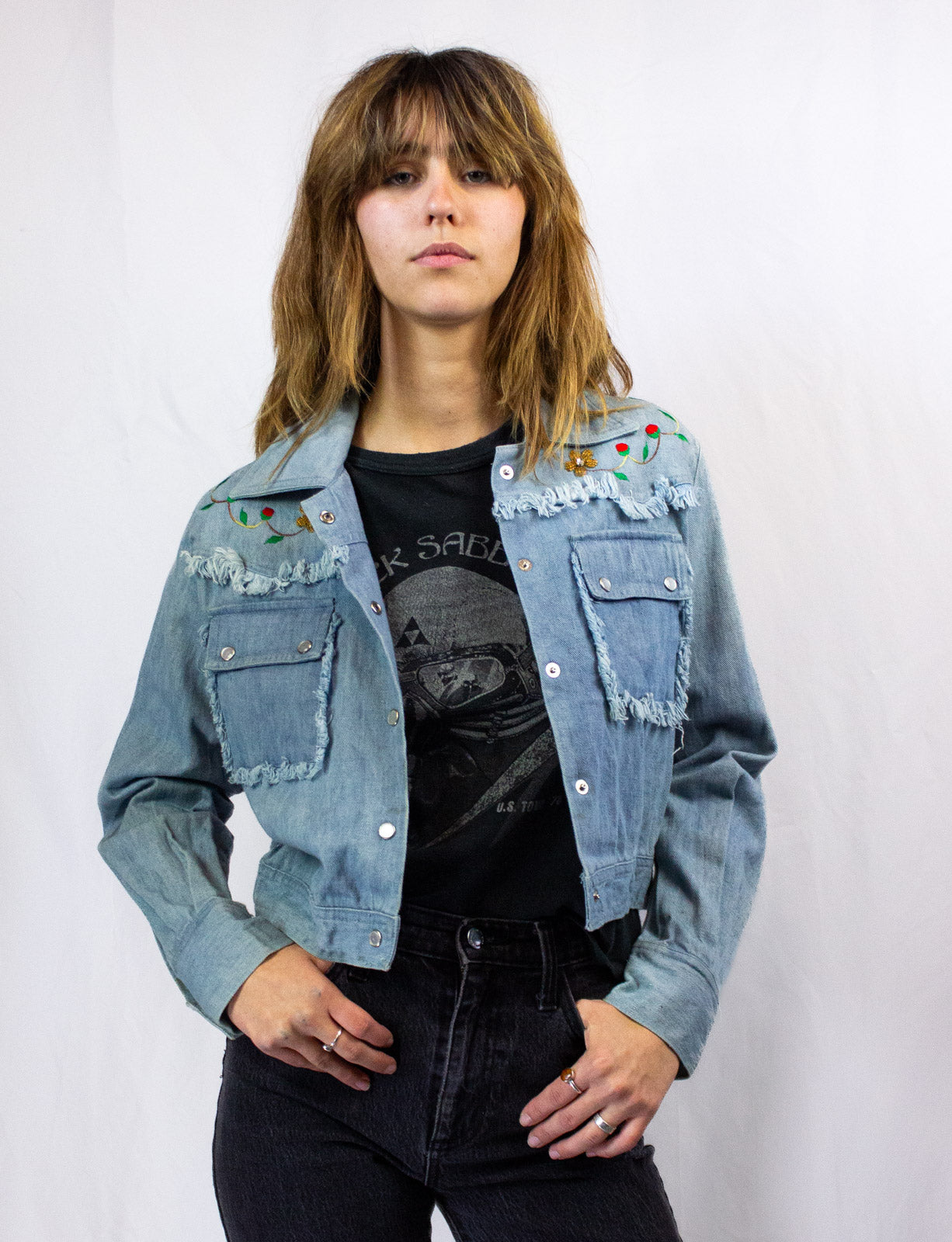 Vintage Denim Light Wash Crop Jacket 1970s Small