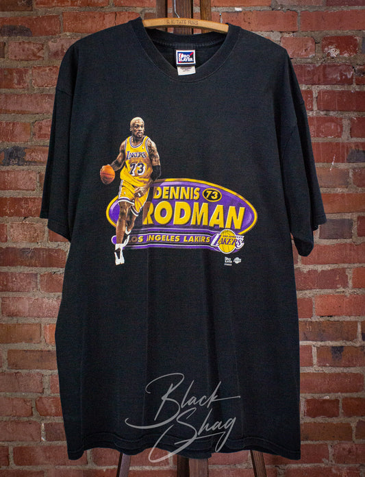 Vintage Dennis Rodman LA Lakers Pro Player Graphic T Shirt 90s Black 2XL