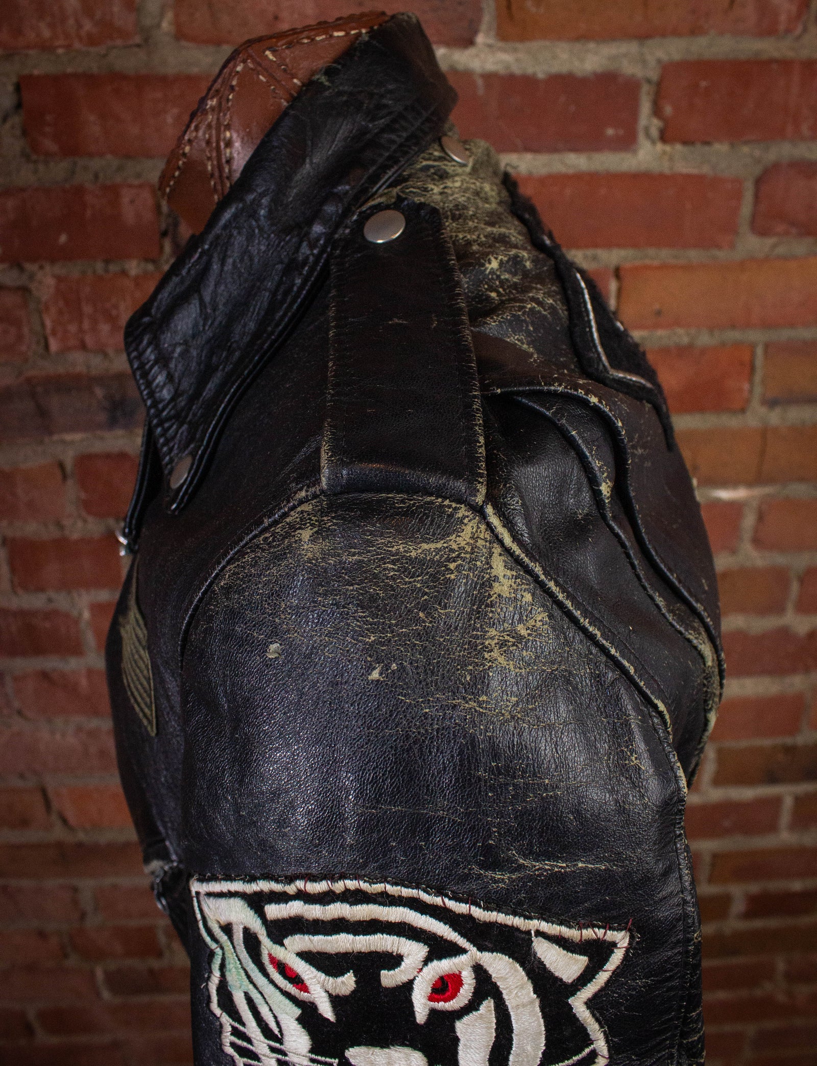 Vintage Diamond Dogs Leather Biker Jacket Black XL