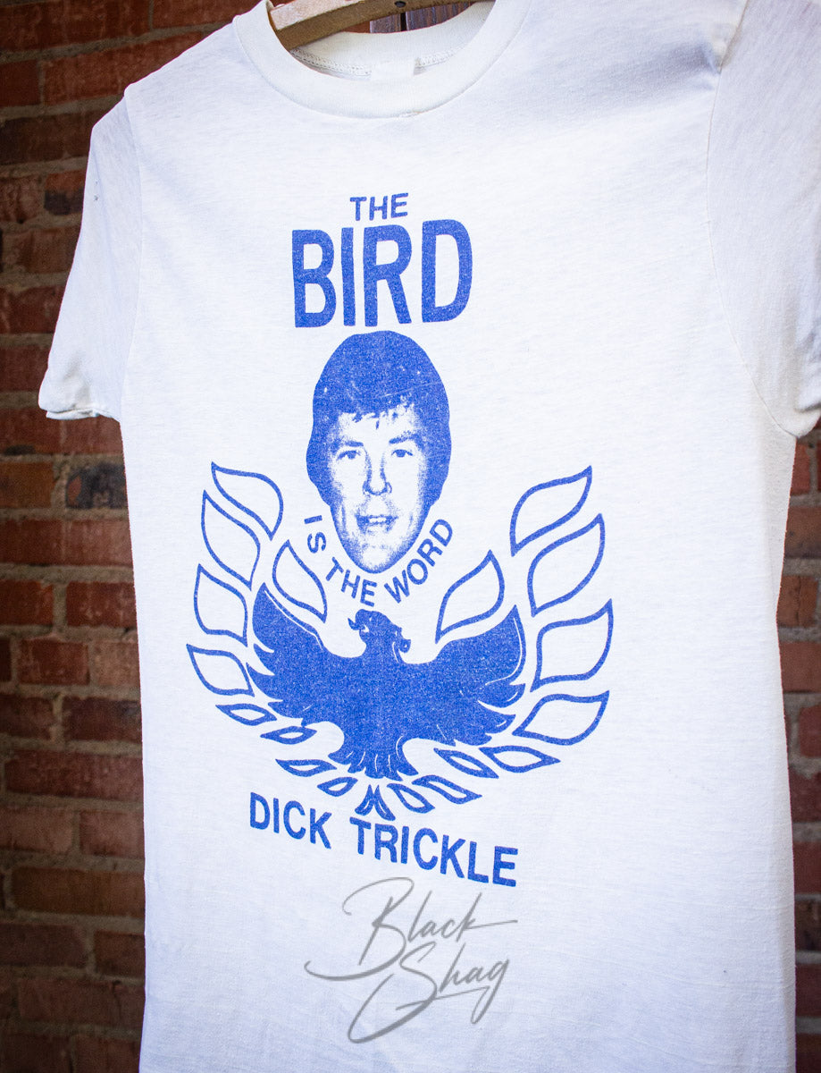 Vintage Dick Trickle the Bird is the Word Graphic T Shirt 70s White XS