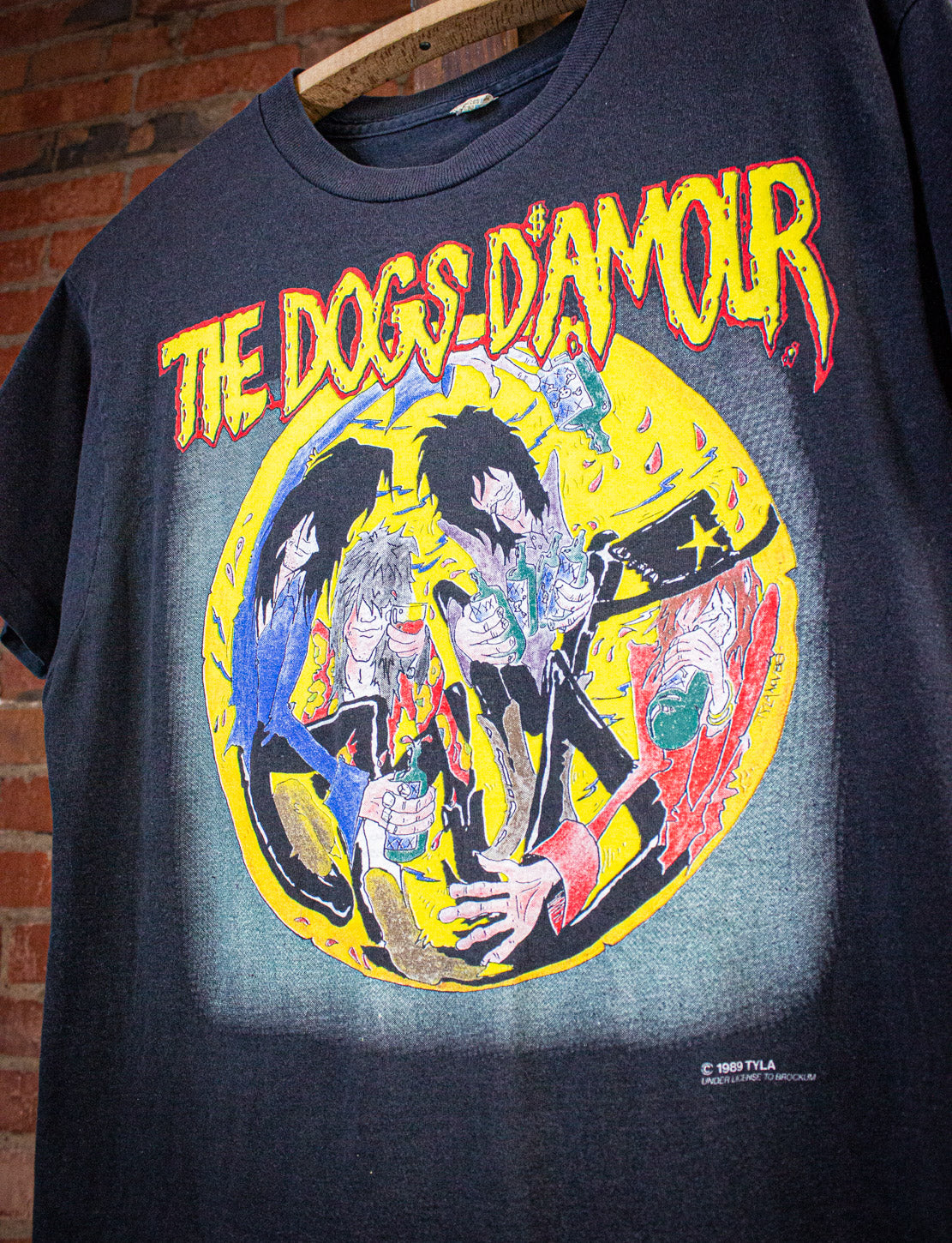Vintage Dogs D' Amour Errol Flynn Concert T Shirt 1989 Black Medium
