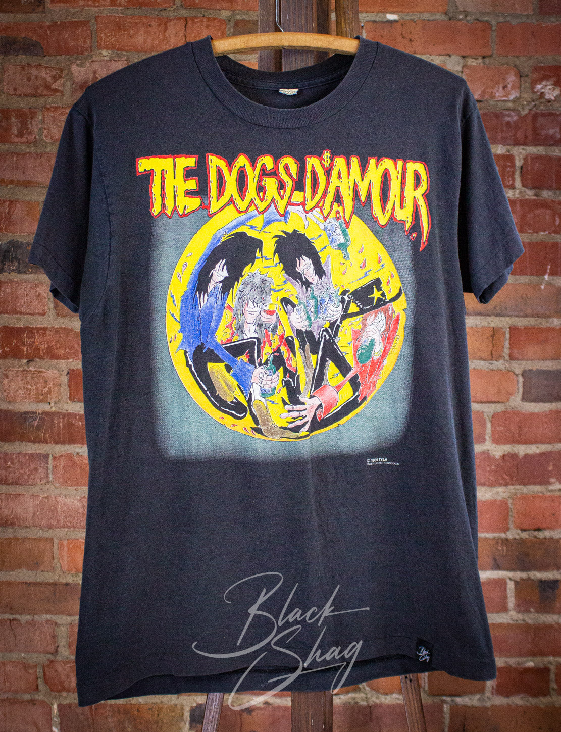 Vintage Dogs D' Amour Errol Flynn Concert T Shirt 1989 Black Medium