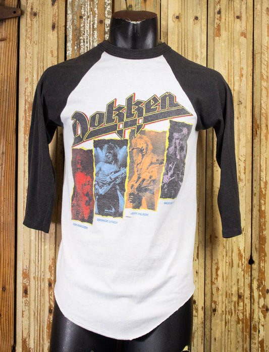 Vintage Dokken Raglan Concert T Shirt 1986 Black/White Small