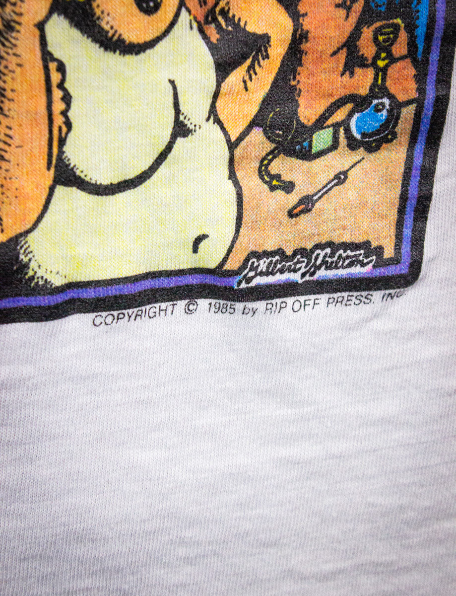 Vintage Dope Freak Brothers Comic Graphic T Shirt 1985 Gilbert Shelton White XS