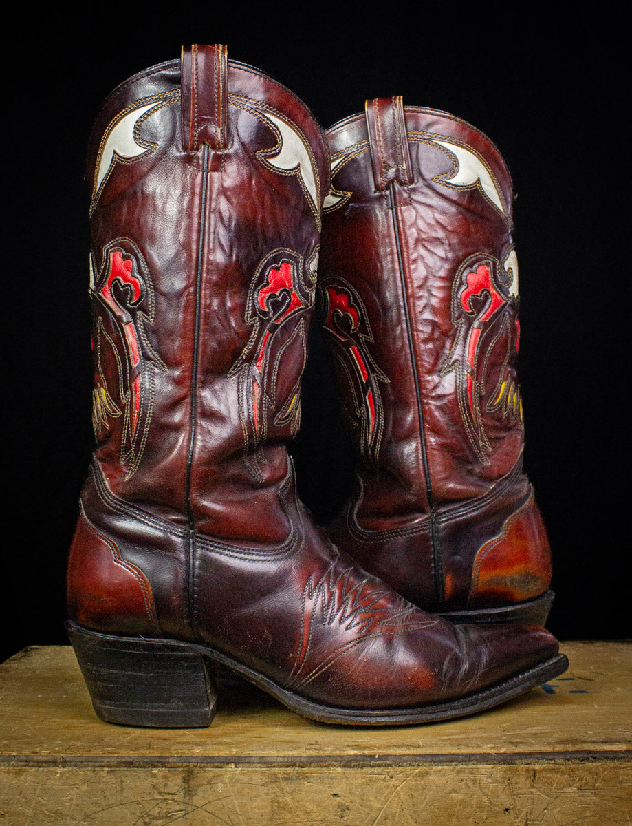 Vintage Western Eagle Brown Cowboy Boots Size 10EE