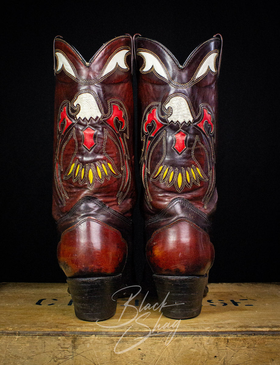 Vintage Western Eagle Brown Cowboy Boots Size 10EE