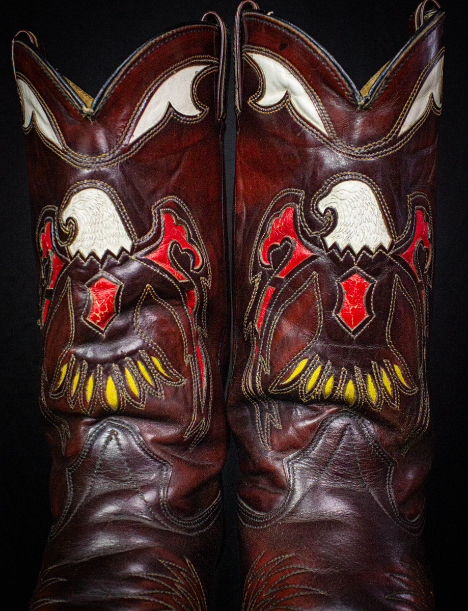 Vintage Western Eagle Brown Cowboy Boots Size 10EE
